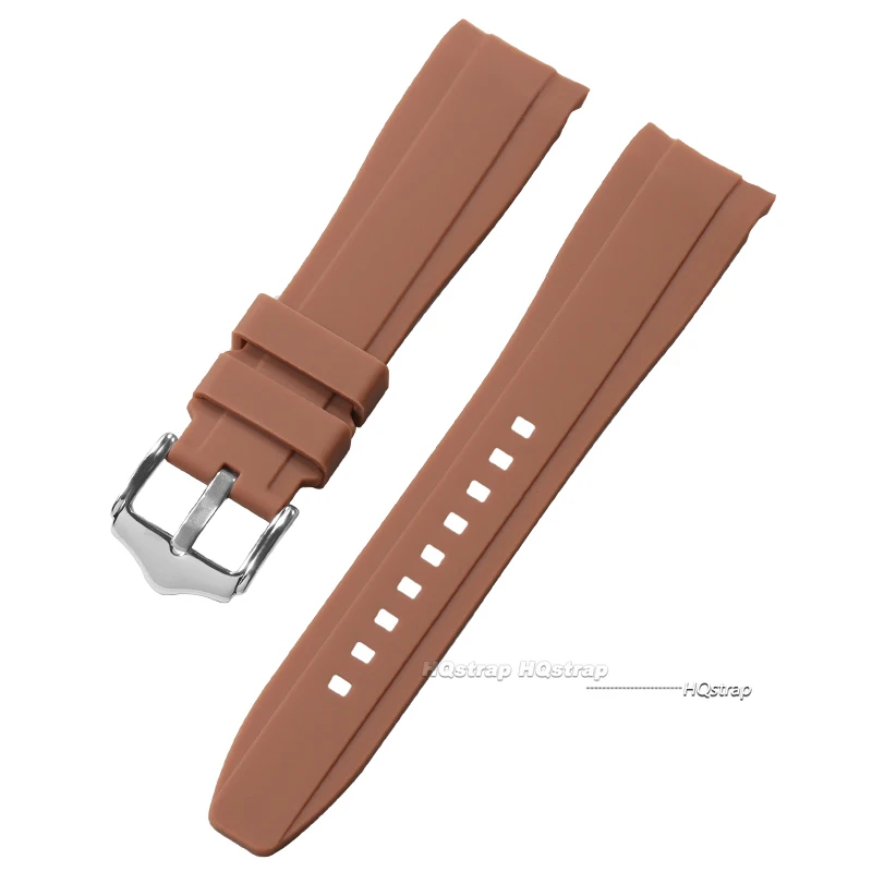 Curved End Silicone Diving Watch Band - Premium Rubber Strap for Water Sports (20mm/22mm)