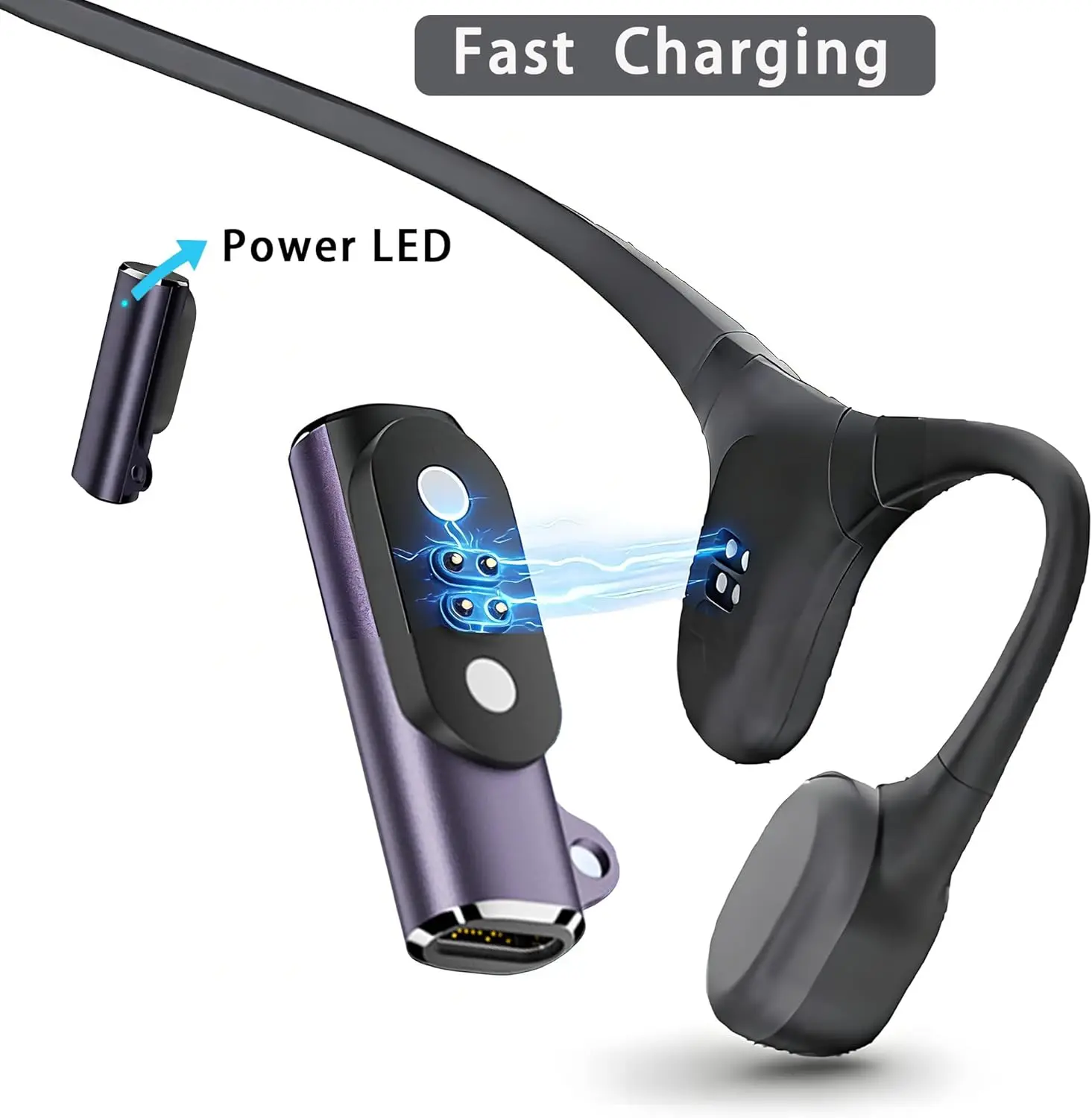 Mojawa Run Plus, Purra Run, HaptiFit Terra Aerra Bone 헤드폰 블루투스용 2개 4핀 자기 충전 USB-C 충전기 어댑터