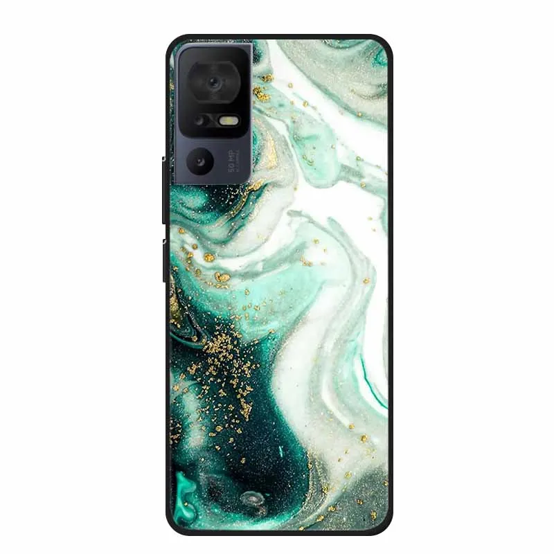 Luxury Silicone Protective Soft Phone Case with Marble Art Design in Vibrant Colors