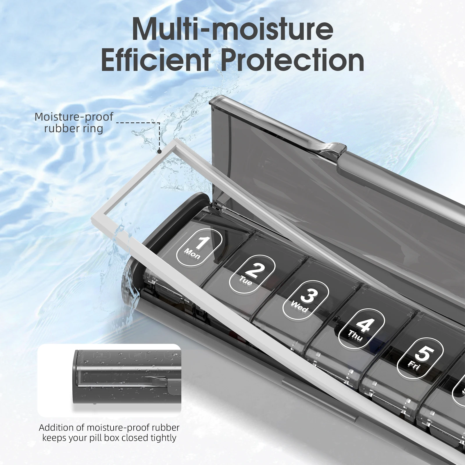 Weekly Pill Organizer - Portable, Large-Capacity Dispenser with Easy-Access Compartments, Dustproof & Moisture-Proof Design for Secure Outdoor Medication Storage
