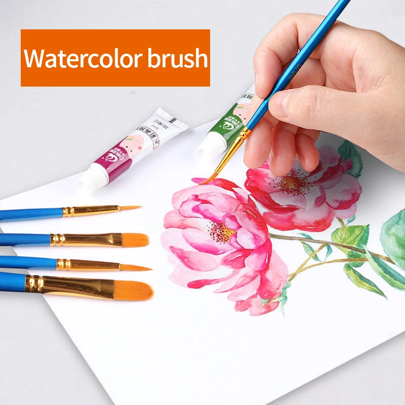 Nylon Hair Wooden Handle Artist Paint Brush Set Professional Oil Watercolor Acrylic Painting Brushes 3/6/10/12Pcs Art Supplies 6