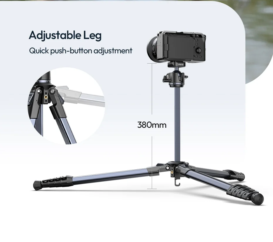 Travel Tripod Portable Metal Tripod 0.48-1.56M UKA QR Plate Tripod for Camera Sm