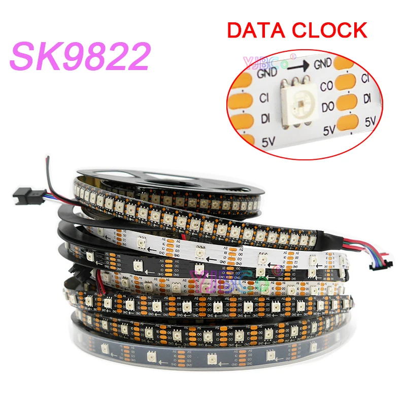 1~5m addressable SK9822 LED Strip Light 5V DATA and CLOCK seperately 30/60/144 leds/m SMD 5050 RGB pixel Smart Lamp Tape APA102