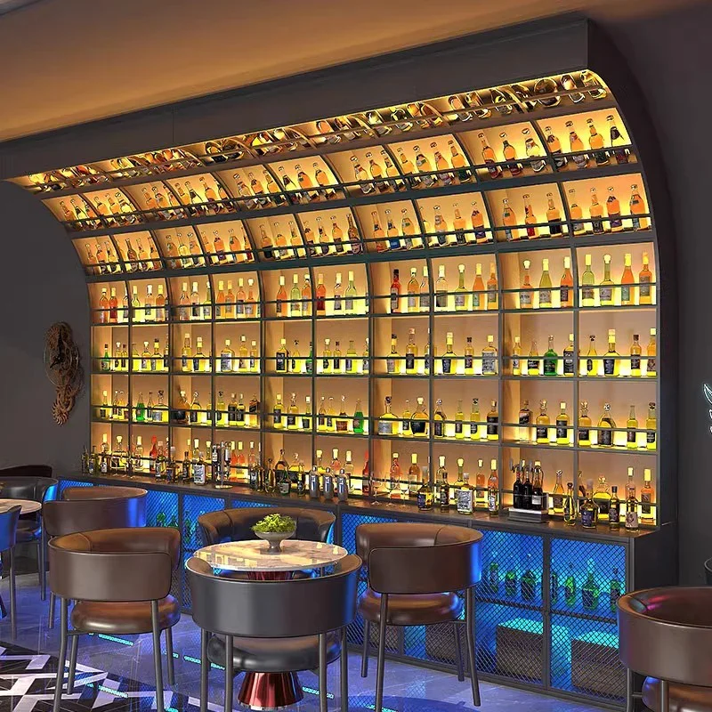 Home Designer Creative Rack Bar Counter Display Background Wine Cabinet Wall Music Restaurant Partition Wine Rack Bar Furniture
