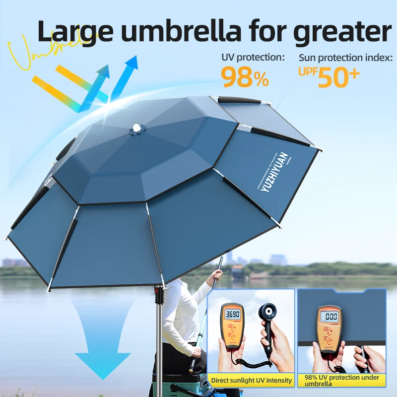 Parapluie de pêche pliant UPF 50+ YUZHIYUAN avec ancre à sable et ventilation portable