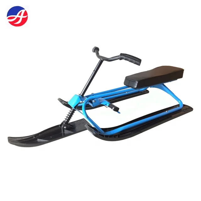 Outdoor Winter Junior Metal Snow Sledge Scooter With Steering Wheel
