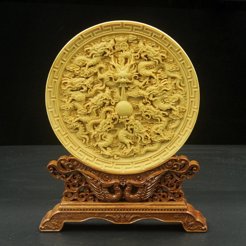 

Elegant Chinese Dragon Wood Sculpture: Wall-Hanging Miniature Art Gift