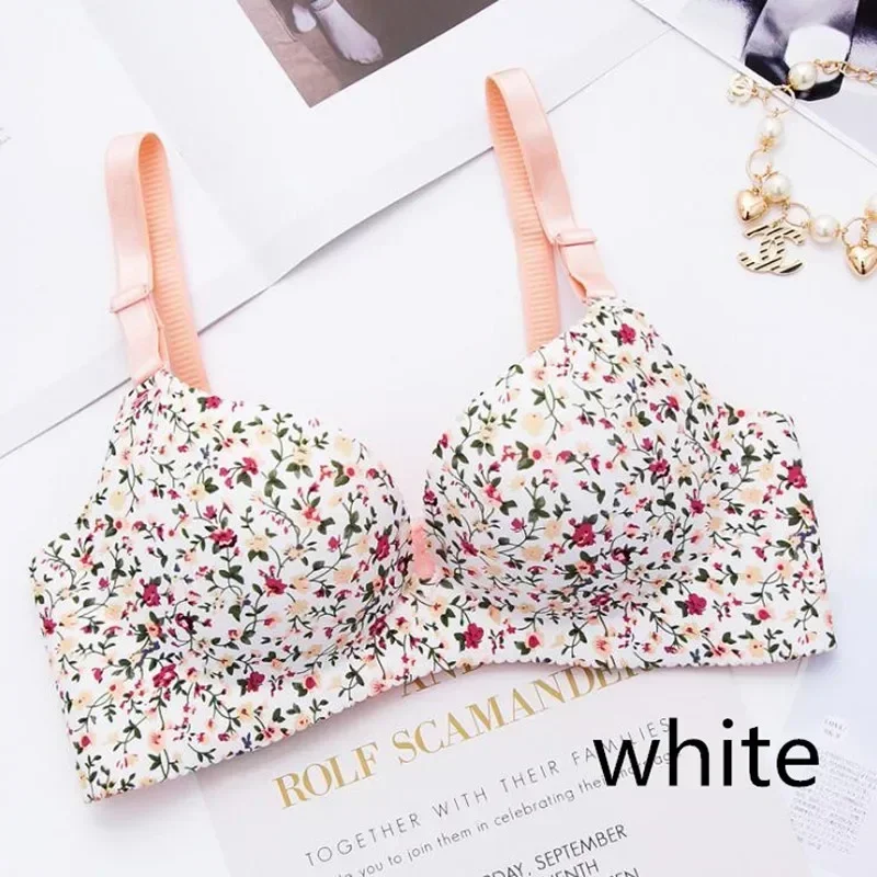 Women Flower Print Seamless Bra Sexy Lingerie Floral Push Up Bras One-Piece Underwear 4