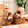 30cm Birthday Capybara Plush Toys Soft Stuffed Animals Capybara Cake Milk Tea Red Flower Capybara Kids Girls Boys Birthday Gifts 3