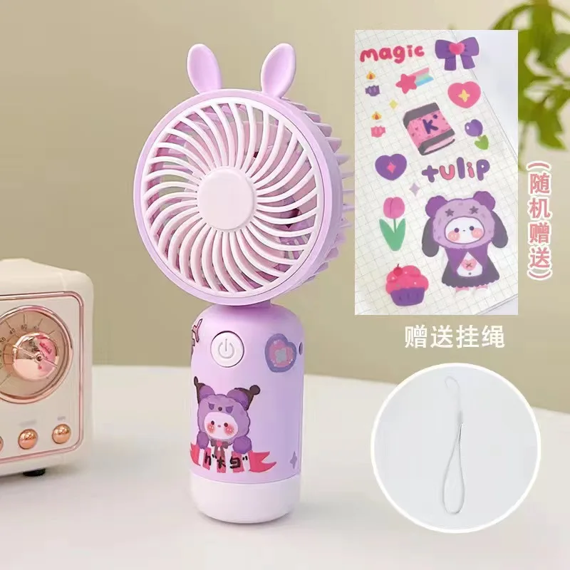 

Cinnamoroll Kuromi Anime Kawaii Sanrio Handheld Small Fan Cute My Melody Diy Stickers Rechargeable Portable Quiet Fan Kids Gifts