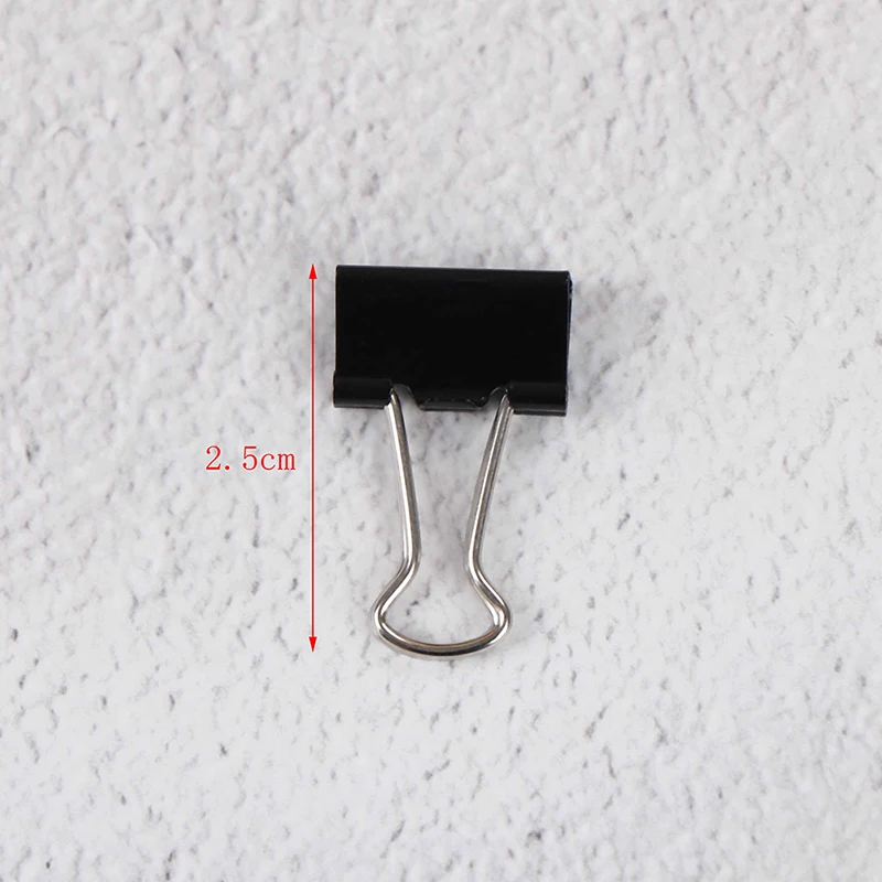 12Pcs Black Metal Paper Clip Binder Clips Notes File Letter Photo Binding Office Stationery Supplies