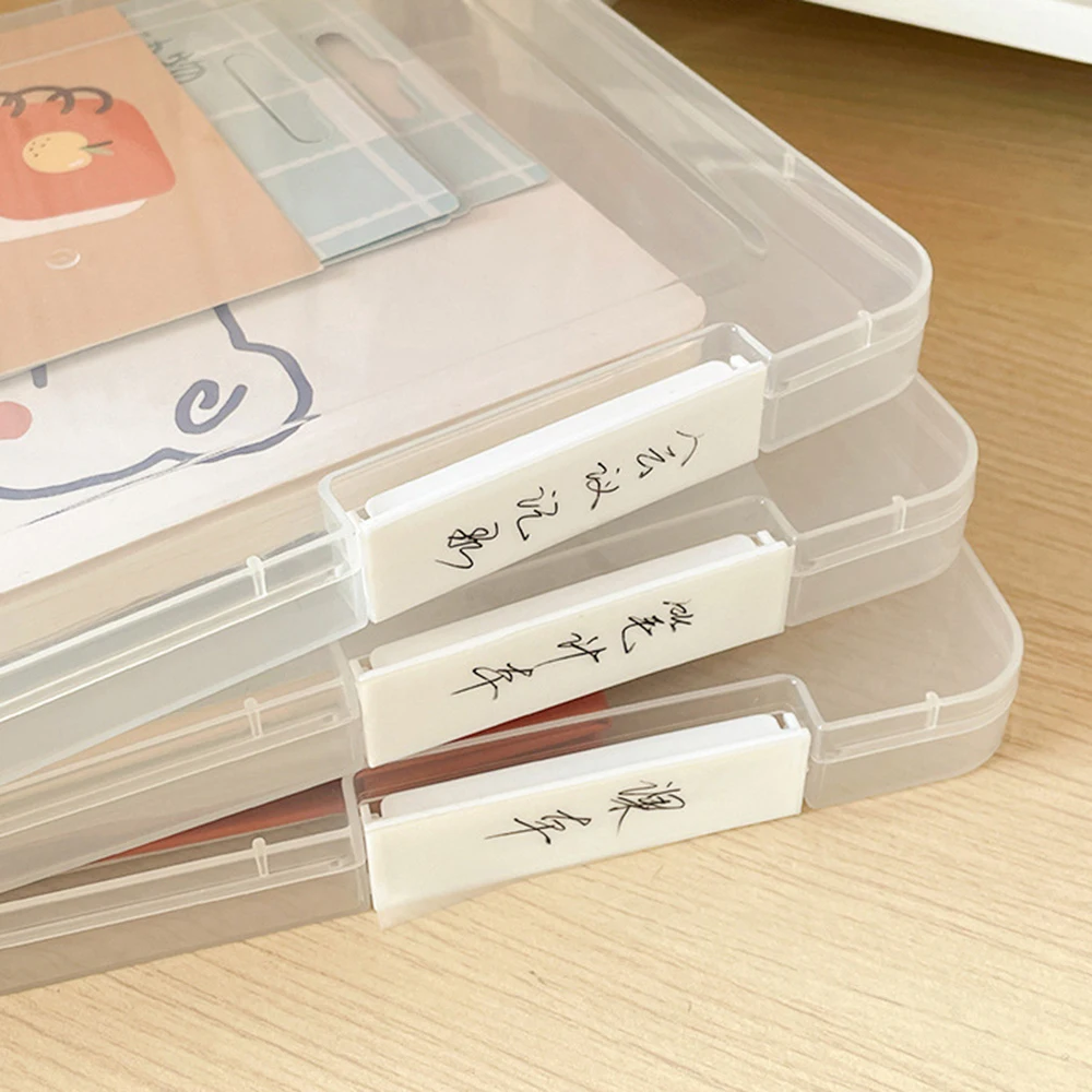 A4 Document Storage Box With Snap Buckle Transparent Plastic File Organizer Box Desk Stationery And File Office Supplies