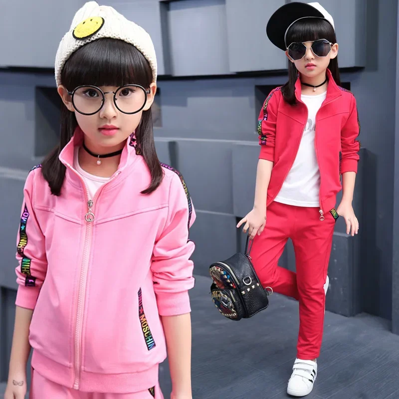 

Girls Clothes Sets Zipper Jacket + Pants 2pcs for Kids Girl Full Sleeve Children Autumn Clothing Casual Tracksuit 3-12 Years