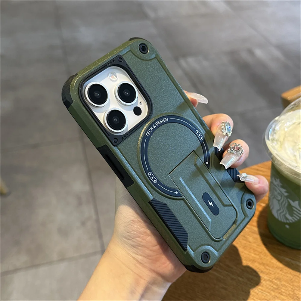 Rugged Military-Grade Magnetic Stand Case with Shockproof Matte Finish