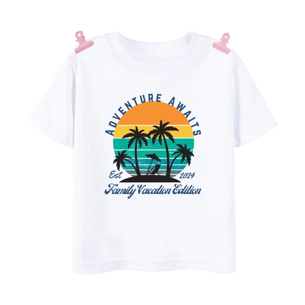 Adventure Awaits Family Vacation Edition Est 2024 Family Matching Shirt Adult Kids Summer T-shirt Tops Baby Short Sleeve Romper 5