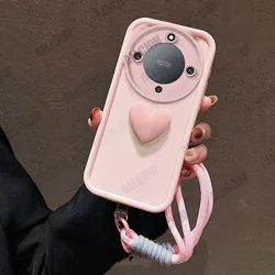 Love Heart Hand Strap Shockproof Phone Case with Enhanced Protection - Magic 8 Lite (Pink)