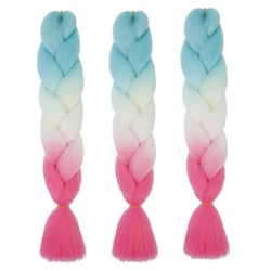 Gradient Color Synthetic Braiding Hair High-quality Durable Long Pigtails for Women Girls Fashion Glueless Wig for Daily Use