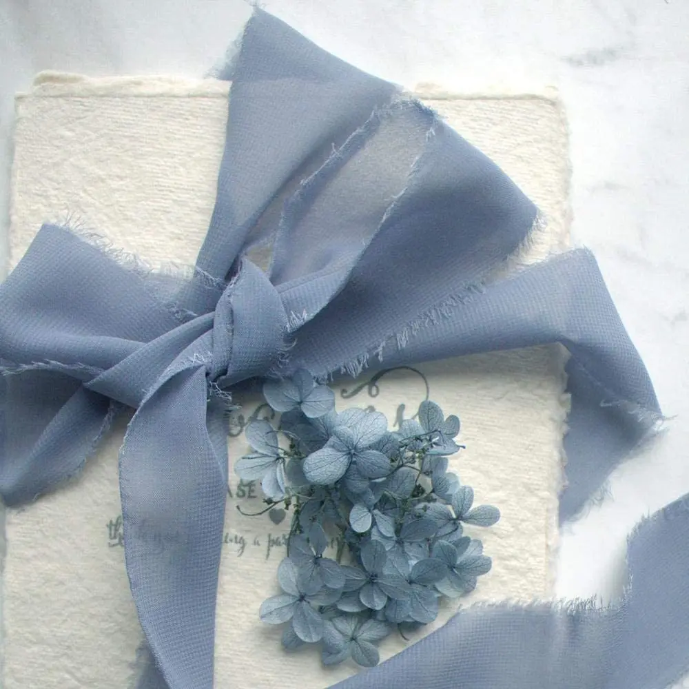 4CM*5M Handmade Frayed Edged satin ribbons For Wedding Invitation Wrapping Bouquets Birthday Party Decor Gifts 1