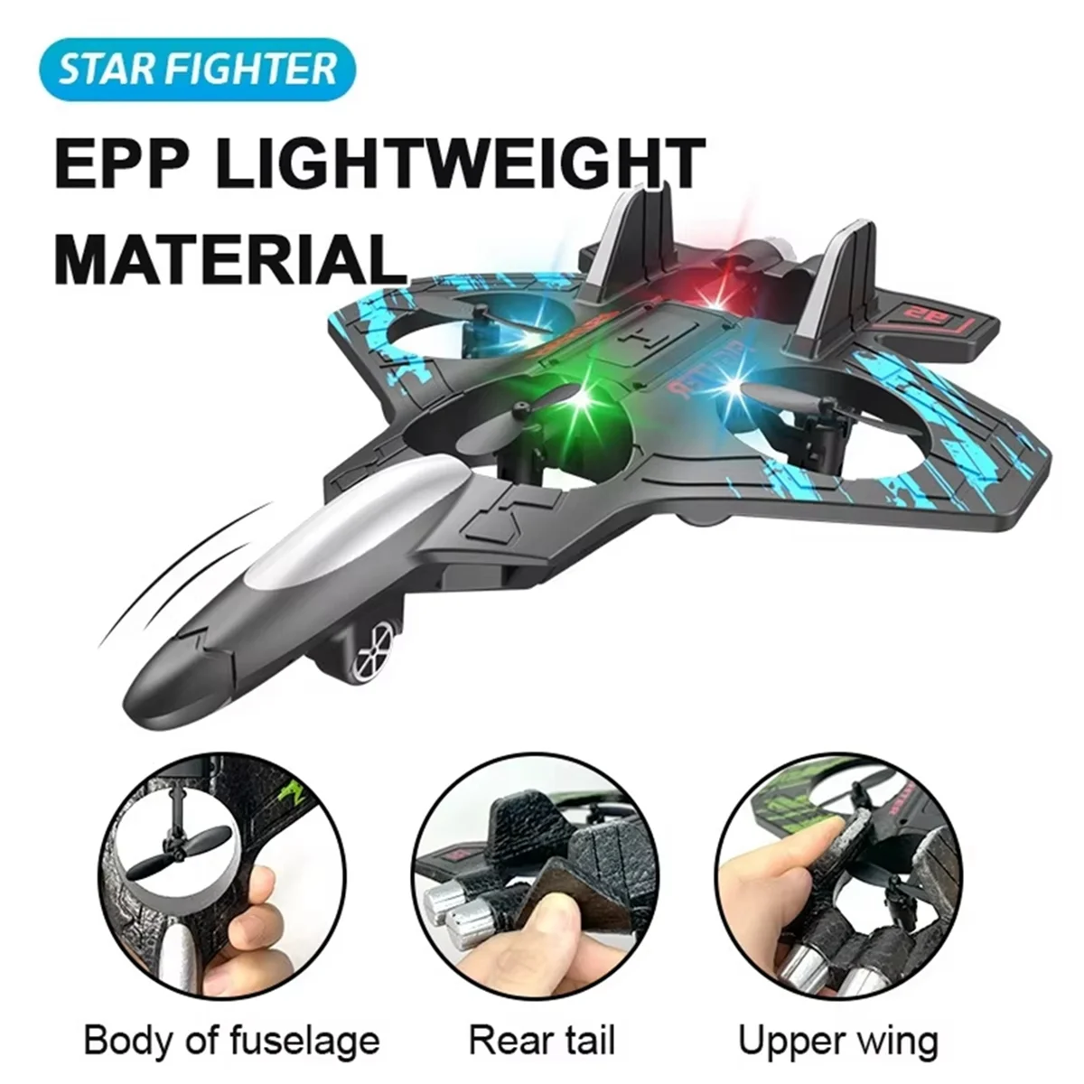 RC Plane 2.4G Remote Control Aircraft Six EPP Foam with LED Indoor and Outdoor Simple Flying Toy Kids Gift