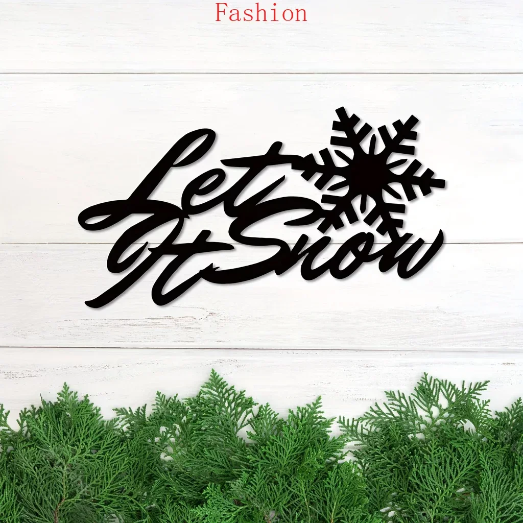 

Let It Snow Metal Decor Sign Snowflake Artistic Text Sign Metal Wall Art Living Room Front Door Corridor Decor Wall Hanging Wal