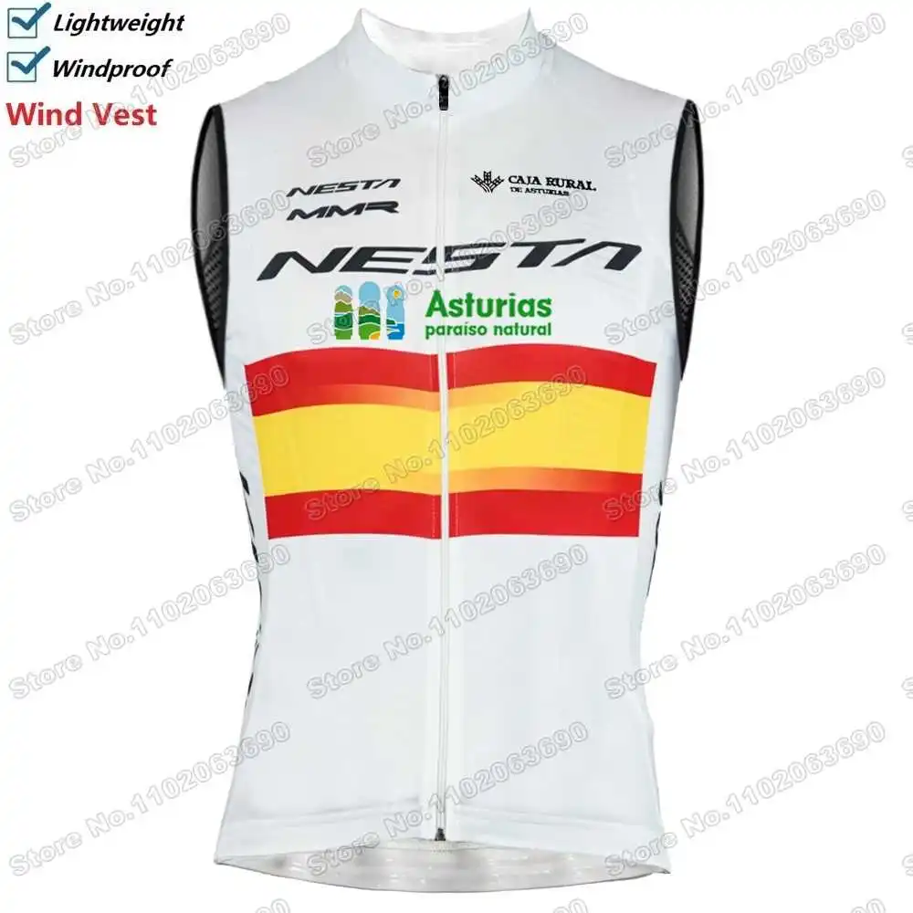 Team NESTA MMR Cycling Vest Windproof Spain Asturias Wind Vest Men Road Cycling Jersey Sleeveless MTB Bicycle Windbreaker