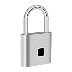 USB Rechargeable Fingerprint Smart Padlock - Waterproof, Anti-theft, Zinc Alloy, Keyless Security Lock (White Lock)