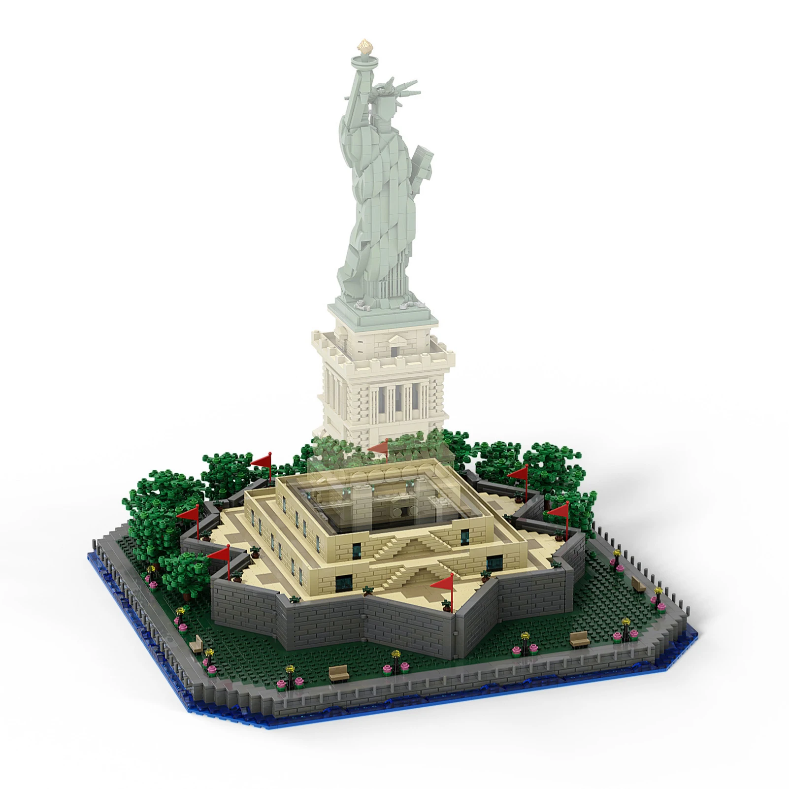 

MOC 2022 Famous Statue of Liberty Base Building Blocks Set Monument Statuette Tabletop Decoration Collection Bricks Toys Gifts