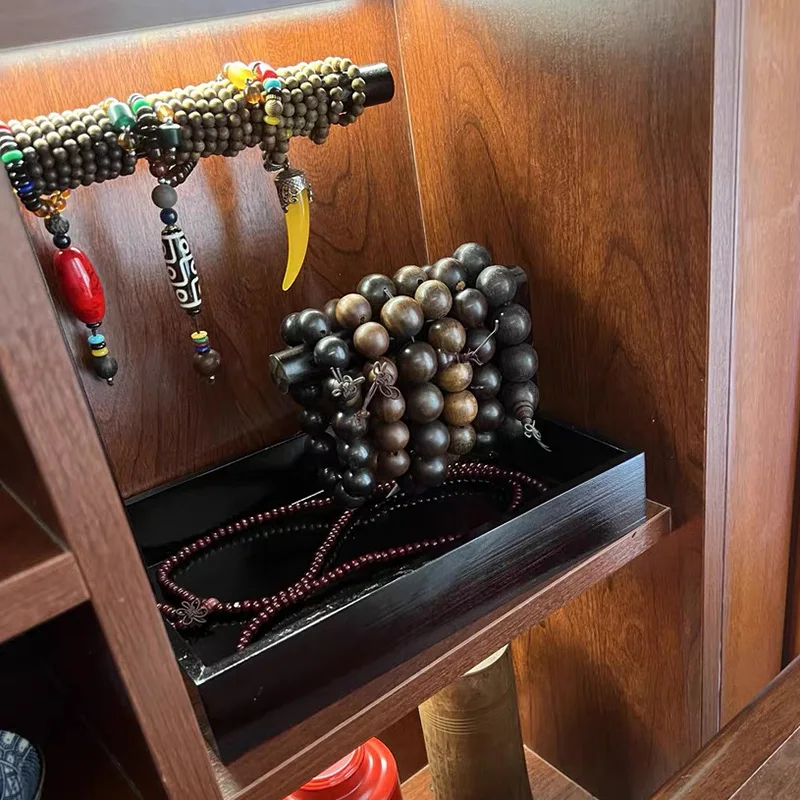 Solid Wood Bracelet Display Stand Desktop Necklace Bodhi Buddha Bead Storage Tray For Porch Key Storage Jewelry Display Tray