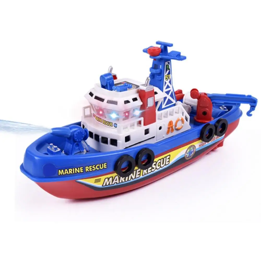 Dropshipping!!Kids Music Light Water Spray Electric Marine Rescue Fire Boat Model Education Toy yatming 1 43 scales classic vw microbus police car 1962 mini van fire truck diecast model auto toy vehicles with acrylic box kid