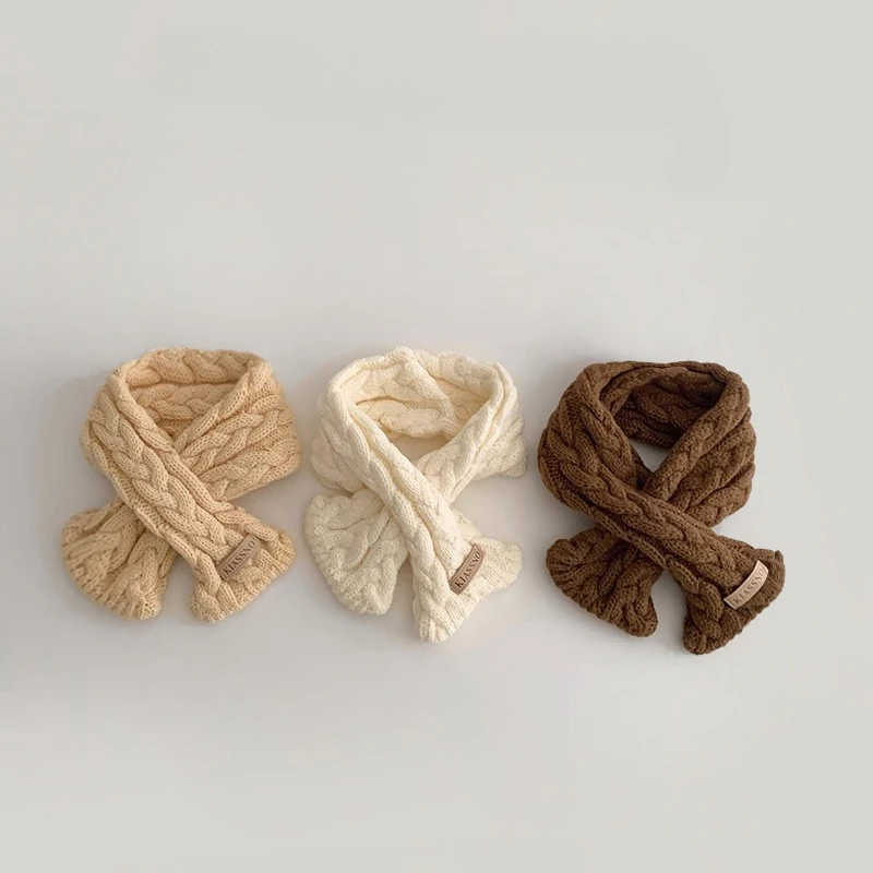 Korean Children's Neck Protection Autumn Ins Twist Knitted Baby Boys Girls Cross Scarf Winter Warm Windproof Scarf