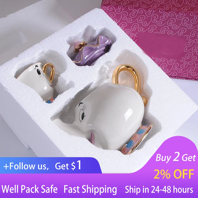 

Cartoon Beauty and The Beast Teapot Mug Cup Coffee Cup High Quality Gifts Cartoon Mug Tea Set for Friend Lover Gift Porcelain
