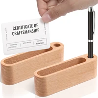 Business Card Holder Wooden Organizer Office Desk name card Display Stand with Pen Slot Memo Pad Cards Stand Card Holder Storage 2