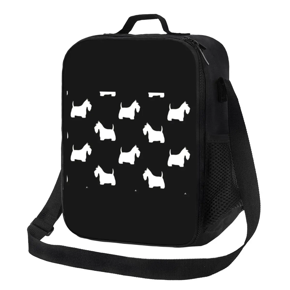 

Cute Scottish Terrier Silhouettes Insulated Lunch Bag for Outdoor Picnic Scottie Dog Resuable Cooler Thermal Bento Box Kids