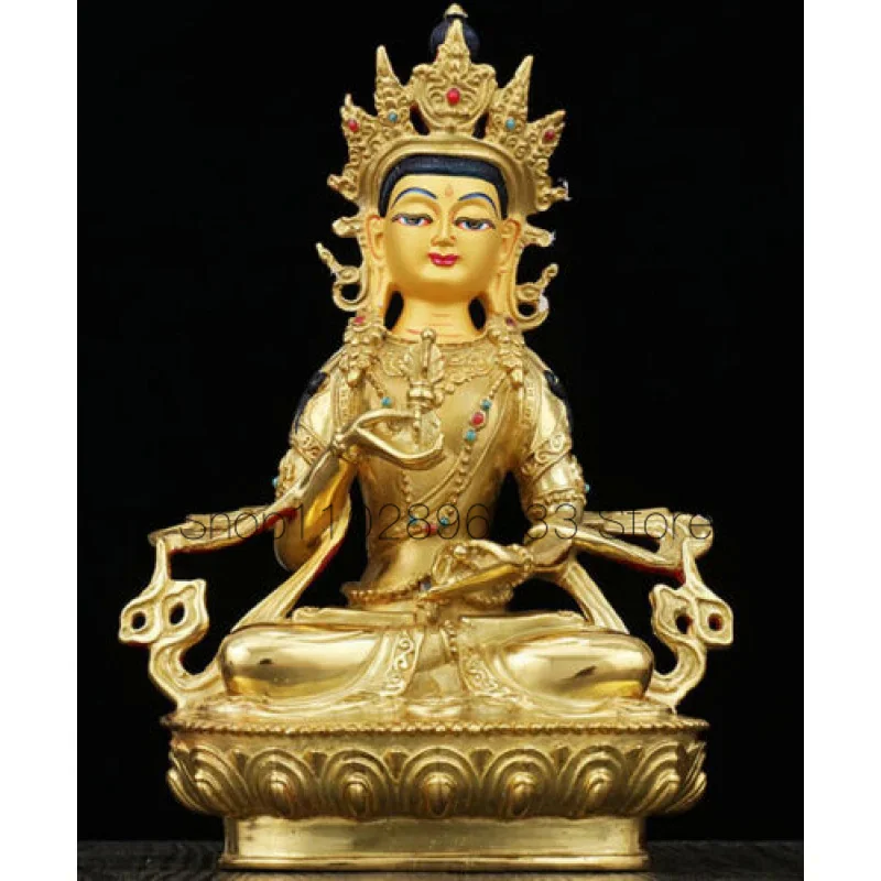 

8 Inch Buddhist Old Hand Painted Bronze Statue Gilded Buddha Bodhisattva Vajra