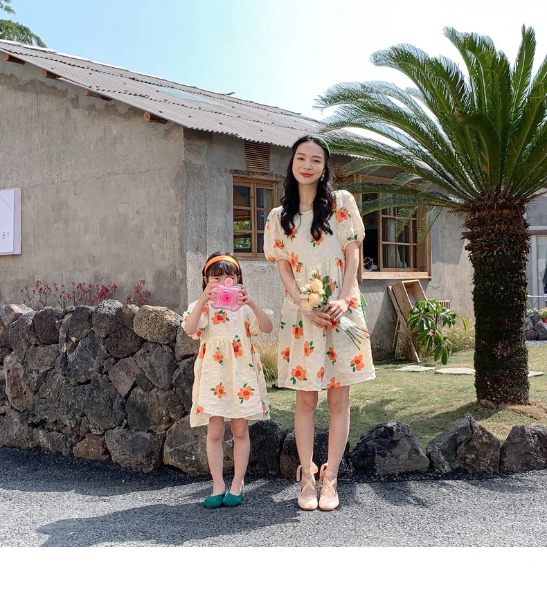 Mother And Daughter  Floral dress  Summer  Mother and Daughter Clothes  Baby Girls One Piece Robe Clothes