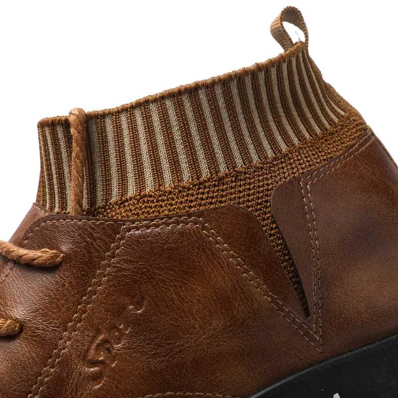 Men's Boots New Fashion Men Leather Shoes Comfortable Outdoor Spring & Autumn Ankle Botas Black Walking Shoes Men Casual Boots
