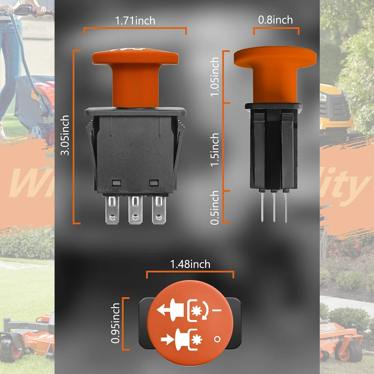 8 Terminal 10 AMP Red Clutch PTO Switch - Replacement For Dixie Chopper, Wright Stander, Hustler Mowers (4174684, 500016)