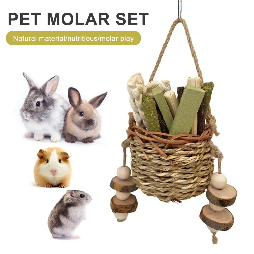 

Pet Chew Toy Safe Pet Chew Toy Natural Grass Wood Bunny Chew Toys Teeth Grinding Treats for Small Pets Hamsters Guinea Pigs