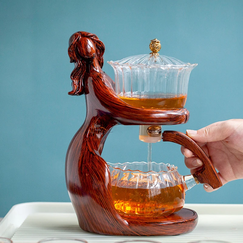 Making Kungfu Teapot Teacup Automatic Set Heat-resistant Glass Holder Base infusers Tea Ware