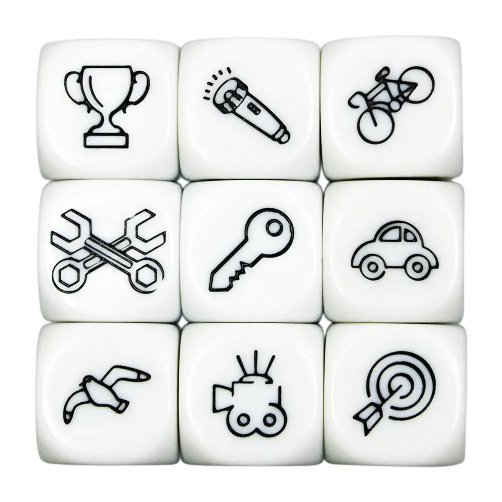 Game Dice Dice Set Acrylic Dice D6 Dice Set Telling Story Cube Acrylic 6 Sided Dice Funny Engraved Patterns For Children Education Toys And Games