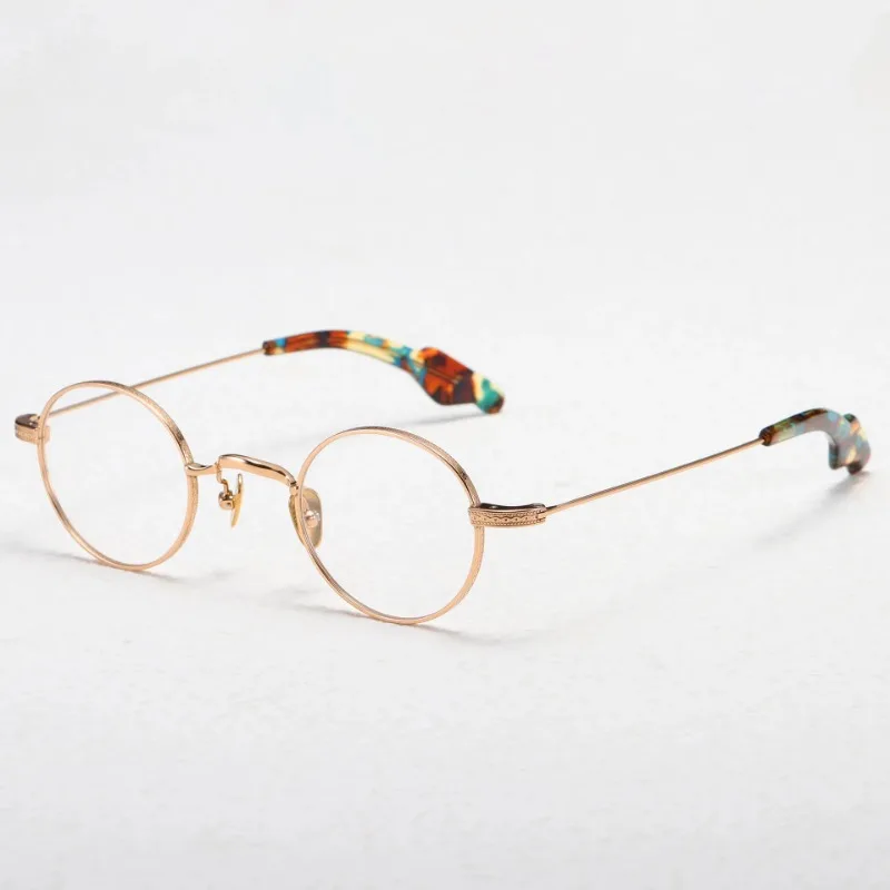 

Fashion Small Round frame women Designer brand Handmade Pure Titanium Literary Vintage Tortoiseshell Men's Prescription Glasses