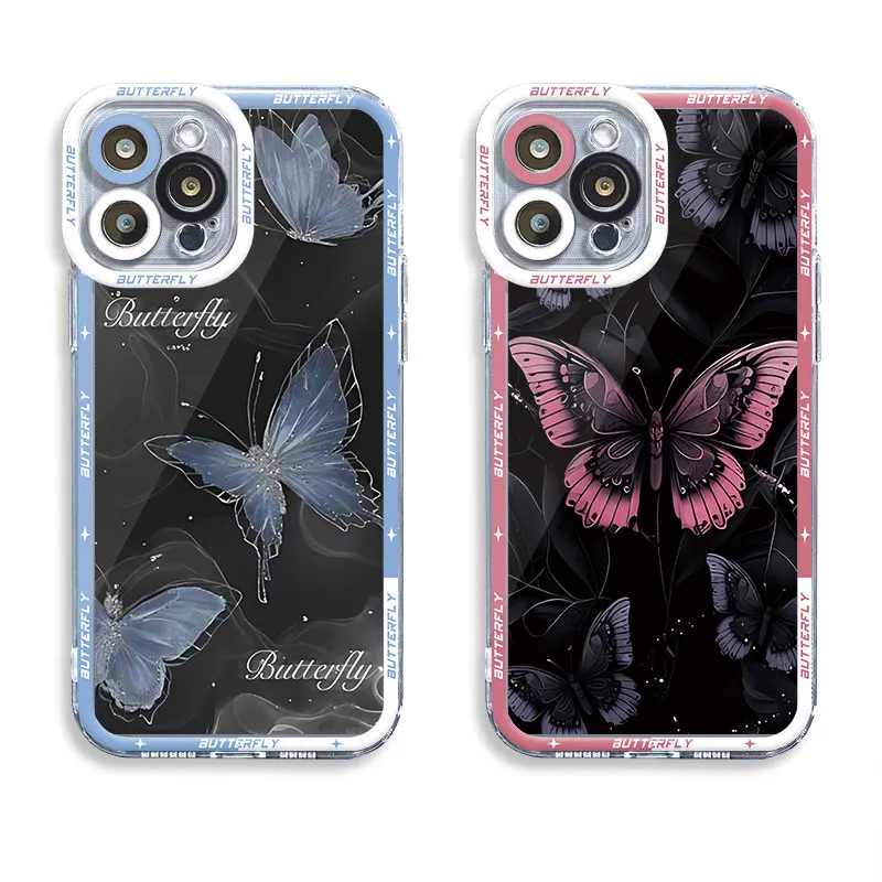 Custodia Trasparente Ins Retro Butterfly Per Apple Iphone Xs Max 11 14 12 Pro 15 Pro Max 7 8 Se Xr 13 Mini 13 Pro Cover Posteriore In Silicone