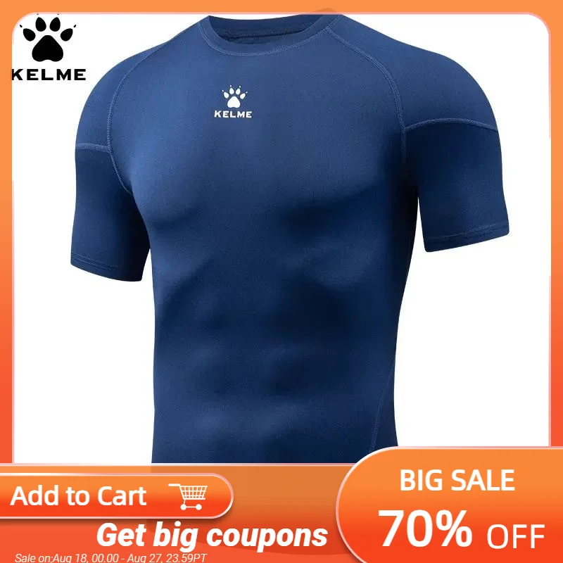 Kelme Fitness T-shirt da uomo ad alta elasticità traspirante vestiti attillati girocollo basket corsa allenamento maniche corte