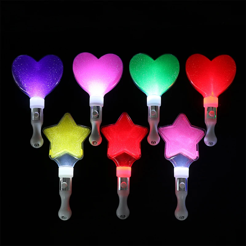 Heart Shape LED Glow Stick Love  Luminous Concert Cheering Tube Battery Powered Wedding Party Light Stick Toys