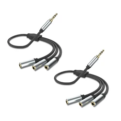 3.5mm Triple - Port Headphone Splitter Audio Cable Adapter (2 PCS Cable)