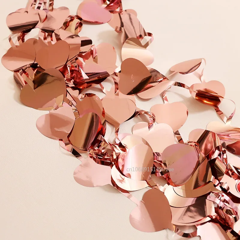2M Love Heart Party Background Wedding Decoration Foil Curtain Sequin Wedding Photo Backdrop Valentine's Day Birthday BabyShower
