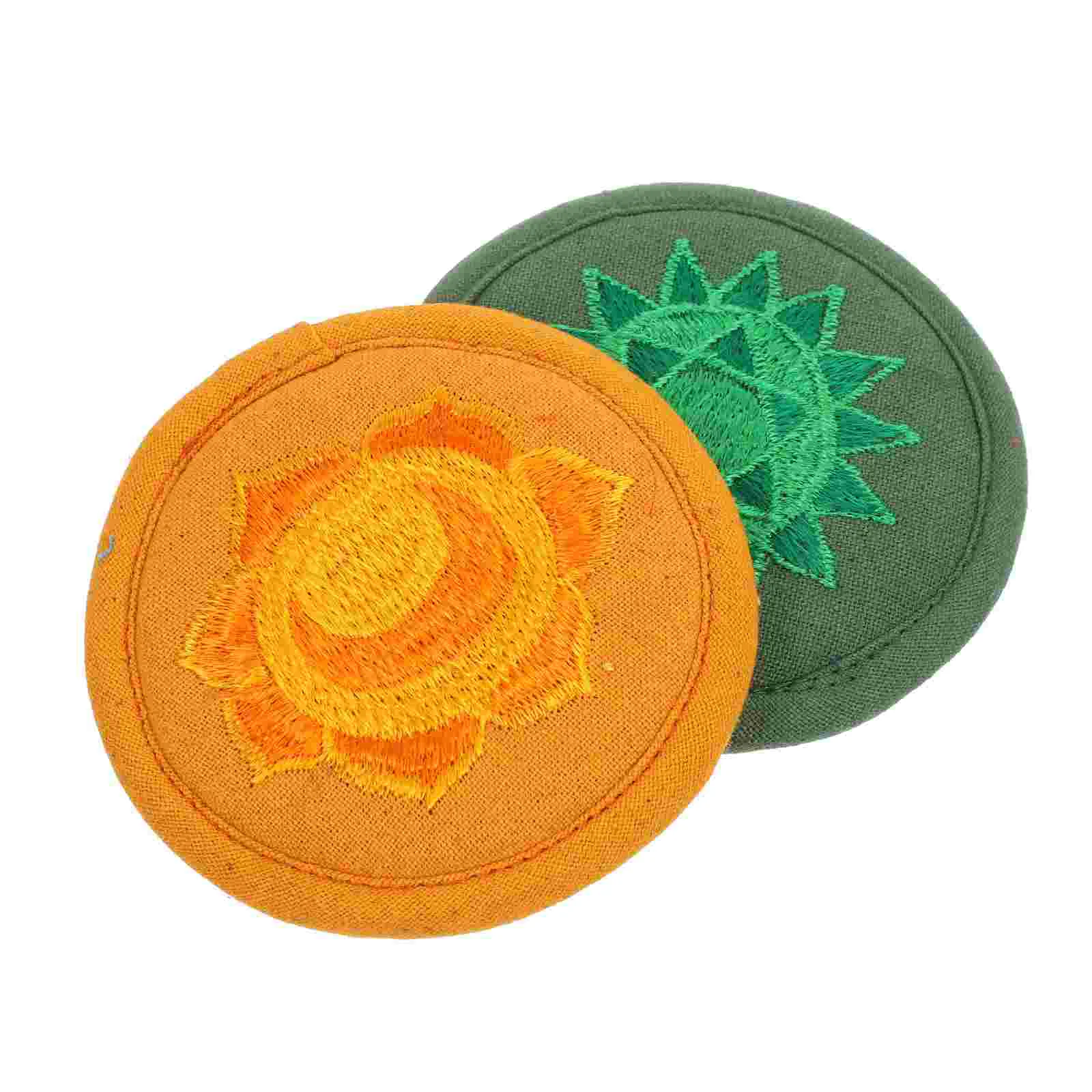 

2 Pcs Singing Bowl Cushion Sound Embroidery Pad Mat Prop Unique Dual-layer Pads Cotton
