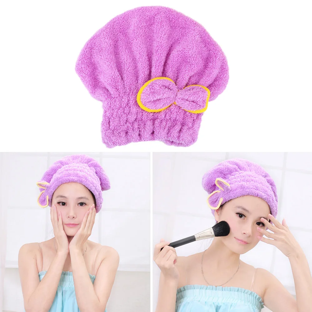 Microfiber Towel Shower Cap Hair Towel Wrapped Towels Microfiber Bathroom Hats 5 Colors