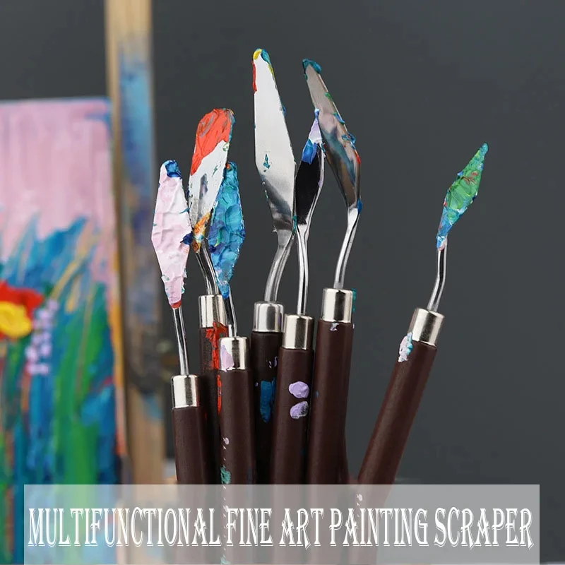 Oil painting knife Handle Spatula Palette Stainless Steel Knife Arts Painting Tool Artist Mixing Knife Knives Wood Handle 1pc
