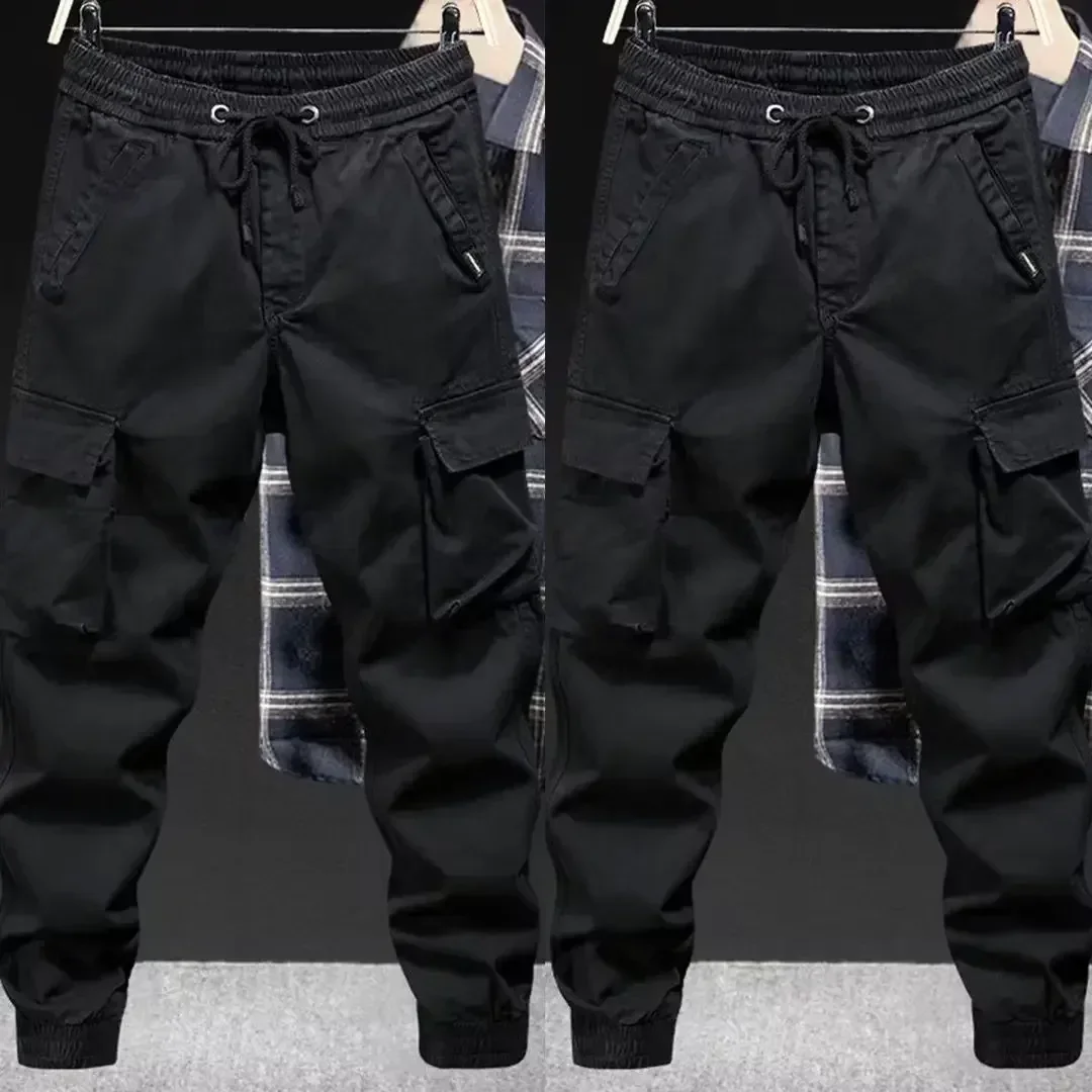 Trendy Brand Casual Cargo Pants Men's Loose Fit Solid Color Cargo Pants American Style Casual for Spring Autumn 3